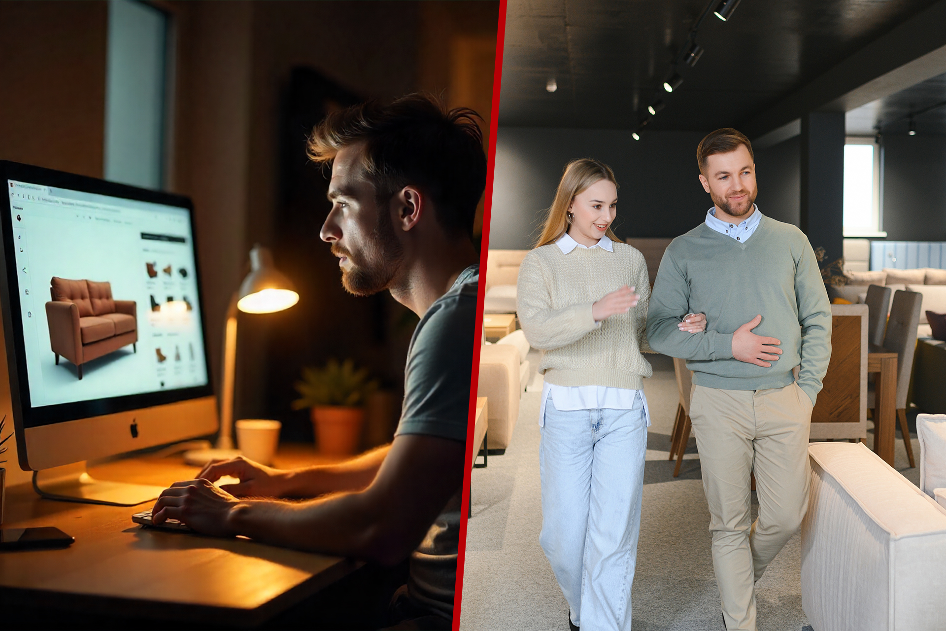 Furniture shopping online versus in real life, a notable breakdown of the advantages of shopping for furniture in person.