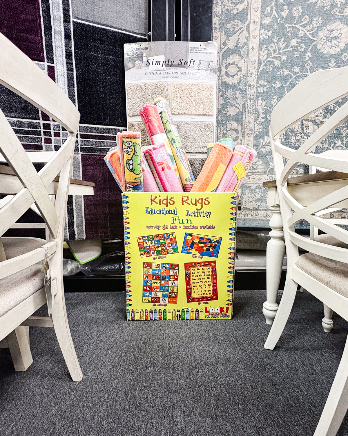 We have a large variety of kids rugs and play mats that spark imagination and active play all in-store and ready to go home with you today!