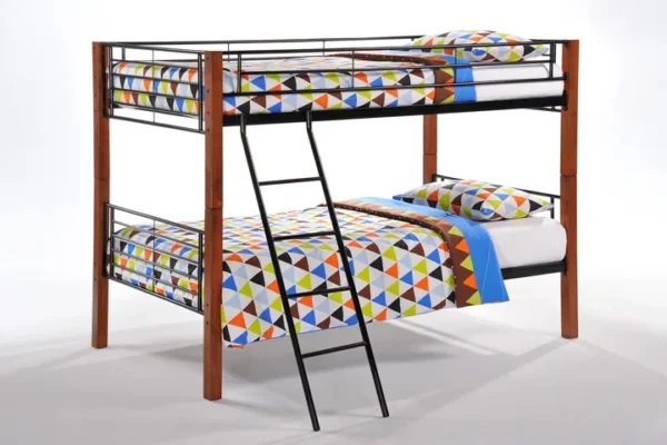 Dandelion Twin Over Twin Wood and Metal Bunk Bed