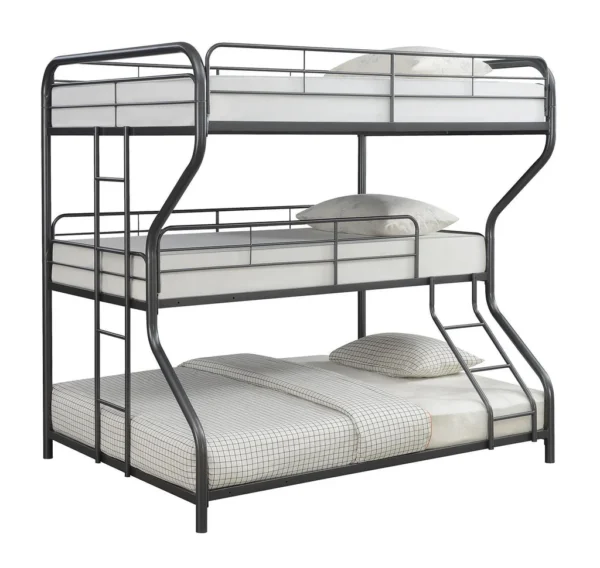 Garner Triple Bunk Bed frame that is a full over twin over full.