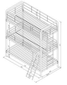 Garner Triple Twin Bunk Bed Dimensions