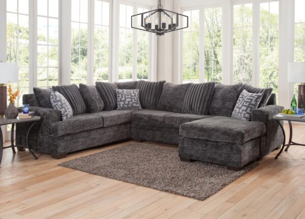 Delta Large 3 Piece Sectional in Galactic Charcoal and Mondo Gunmetal