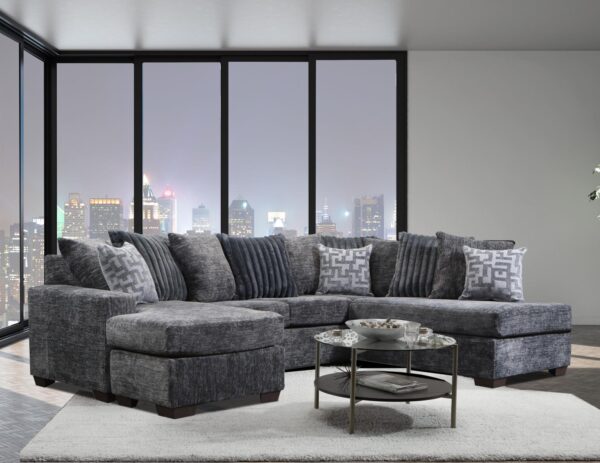 Delta Small 3 Piece Sectional in Galactic Charcoal and Mondo Gunmetal