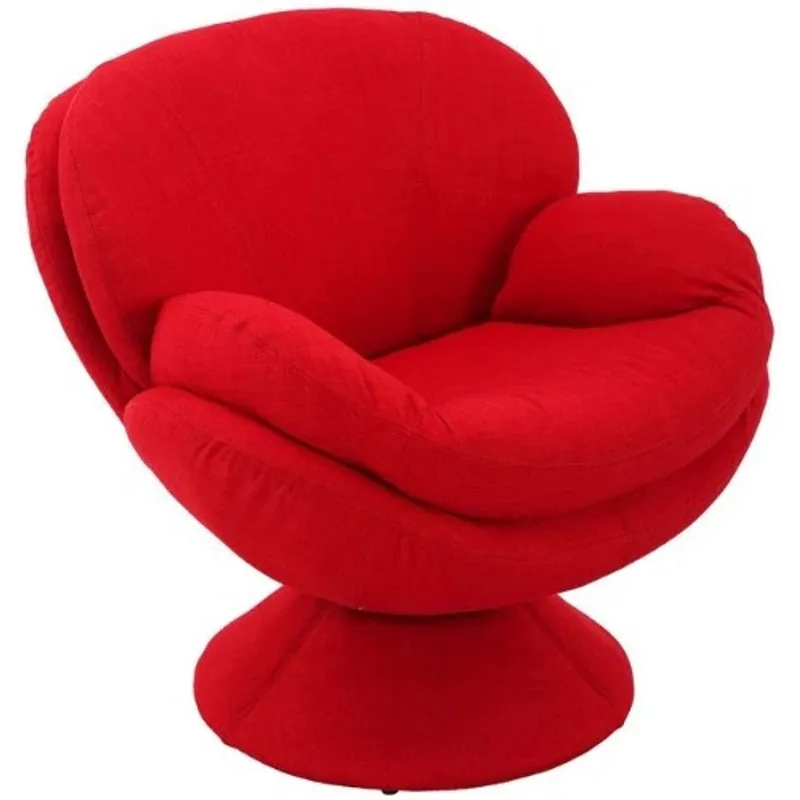 Mac Motion Swivel Scoop Accent Chair with Fabric Base in red