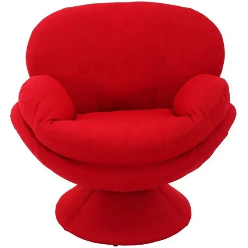 Mac Motion Chair Swivel Scoop Accent Chair with a Fabric base in red