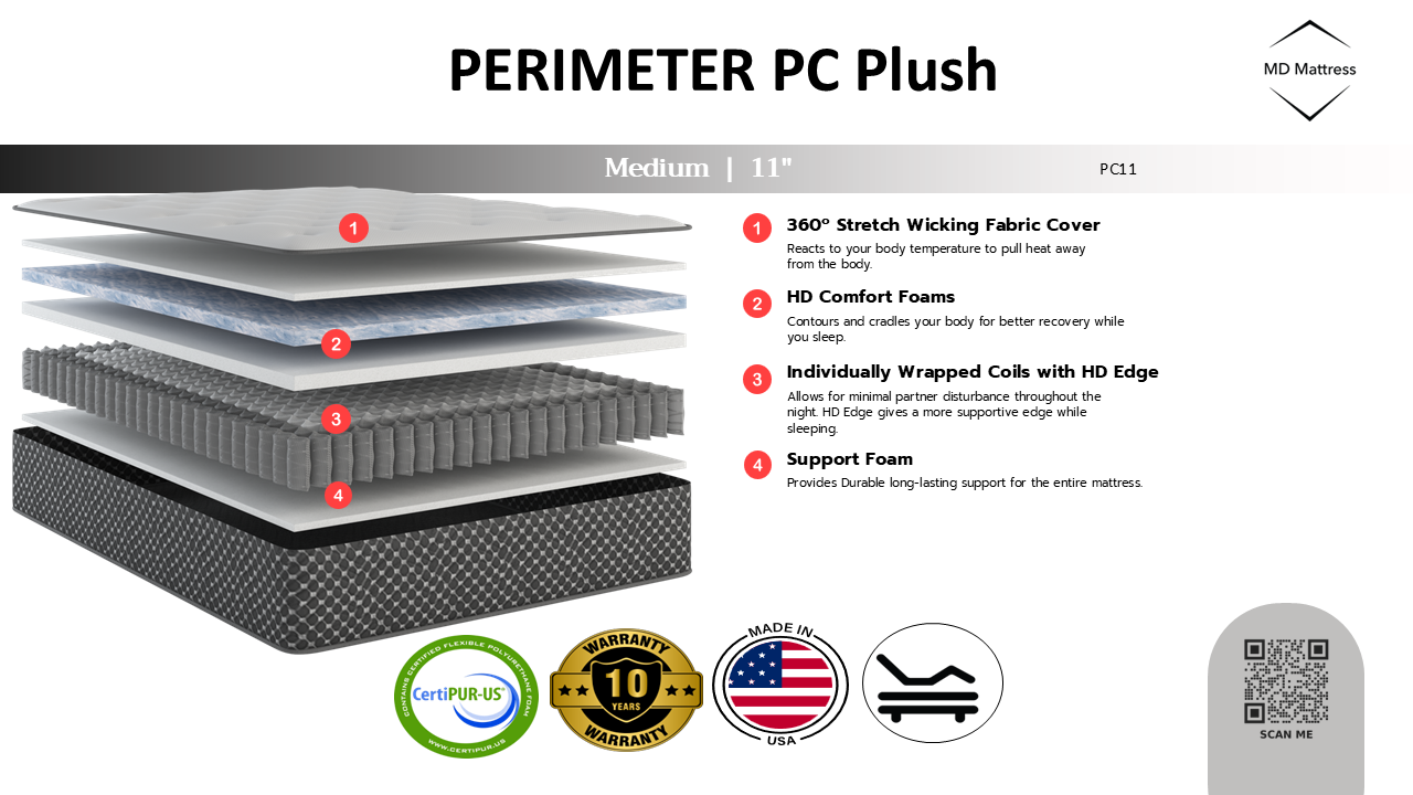 Discover the PC11 Mattress by MD Mattress available at Crazy Jay's Furniture and Sleep Shop to start getting better sleep tonight!