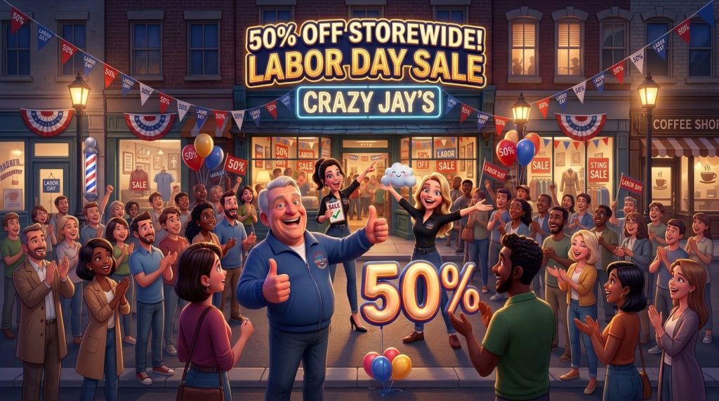 Crazy Jays 50% Off Storewide Labor Day Sale going on now!